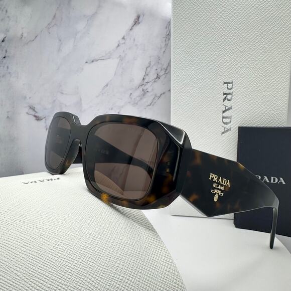 PRADA Sunglasses New Brown Tortoise Acetate PR 17WS Symbole Logo Italy Authentic - Picture 8 of 16